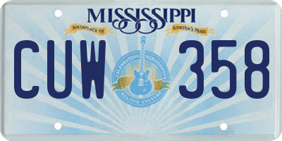 MS license plate CUW358