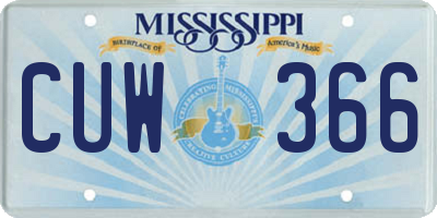 MS license plate CUW366