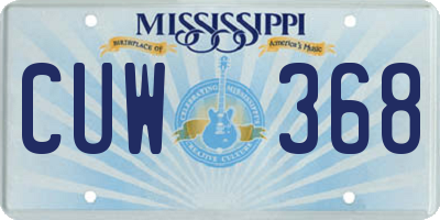 MS license plate CUW368