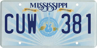 MS license plate CUW381