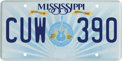 MS license plate CUW390