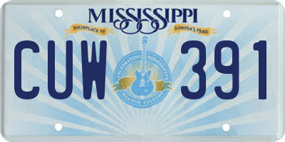 MS license plate CUW391