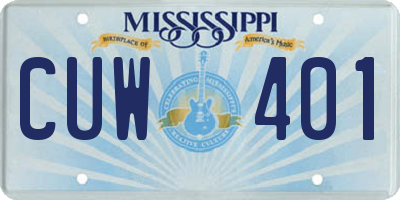 MS license plate CUW401