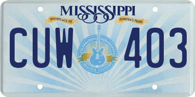 MS license plate CUW403