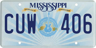 MS license plate CUW406