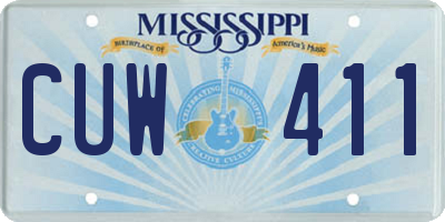 MS license plate CUW411