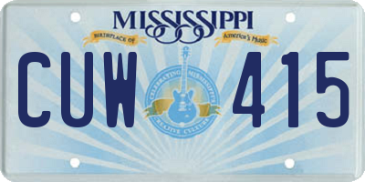 MS license plate CUW415
