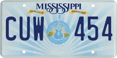 MS license plate CUW454