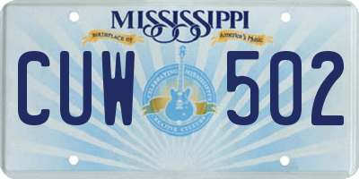 MS license plate CUW502