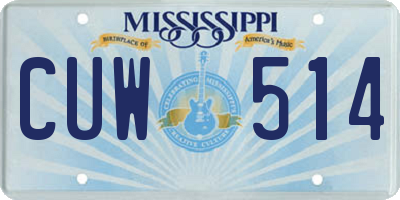 MS license plate CUW514