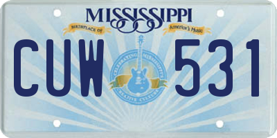 MS license plate CUW531