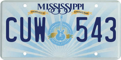 MS license plate CUW543