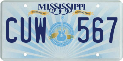 MS license plate CUW567