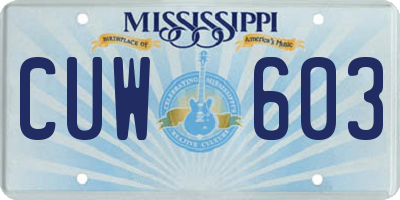 MS license plate CUW603