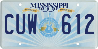 MS license plate CUW612