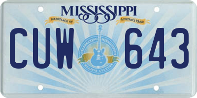 MS license plate CUW643