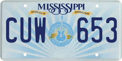 MS license plate CUW653