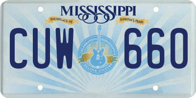 MS license plate CUW660