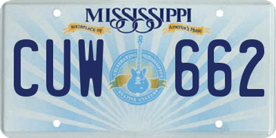 MS license plate CUW662