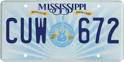 MS license plate CUW672
