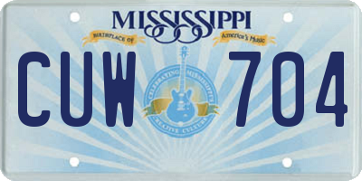 MS license plate CUW704