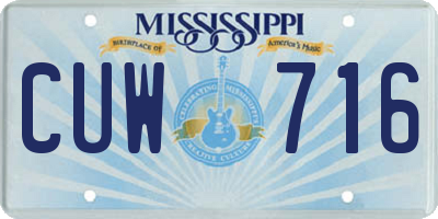 MS license plate CUW716