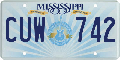 MS license plate CUW742