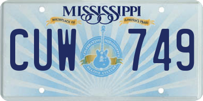MS license plate CUW749