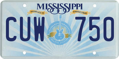 MS license plate CUW750