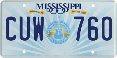 MS license plate CUW760