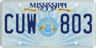 MS license plate CUW803