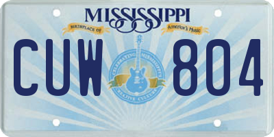 MS license plate CUW804