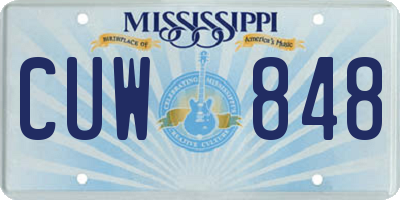 MS license plate CUW848