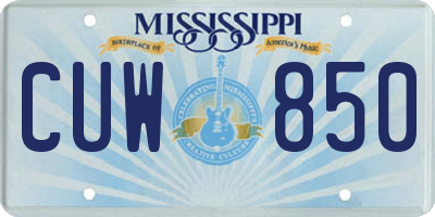 MS license plate CUW850