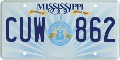 MS license plate CUW862