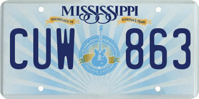 MS license plate CUW863