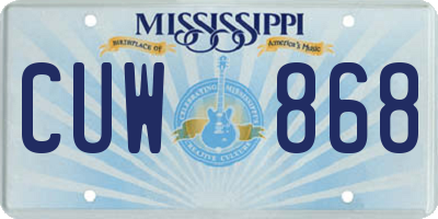 MS license plate CUW868