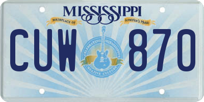 MS license plate CUW870