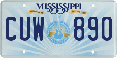 MS license plate CUW890