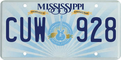 MS license plate CUW928