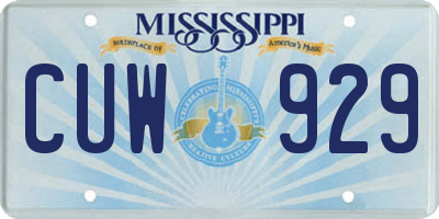 MS license plate CUW929
