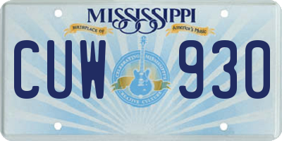 MS license plate CUW930
