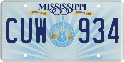 MS license plate CUW934