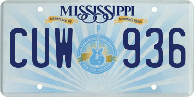 MS license plate CUW936
