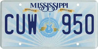 MS license plate CUW950