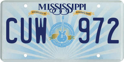MS license plate CUW972