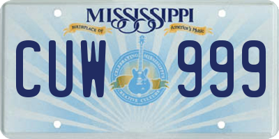 MS license plate CUW999