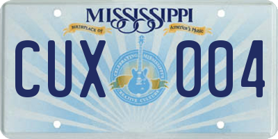 MS license plate CUX004