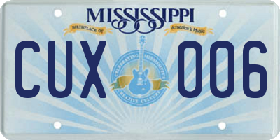 MS license plate CUX006