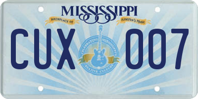 MS license plate CUX007